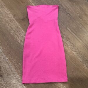 Zara Hot Pink Strapless Ribbed Mini Dress